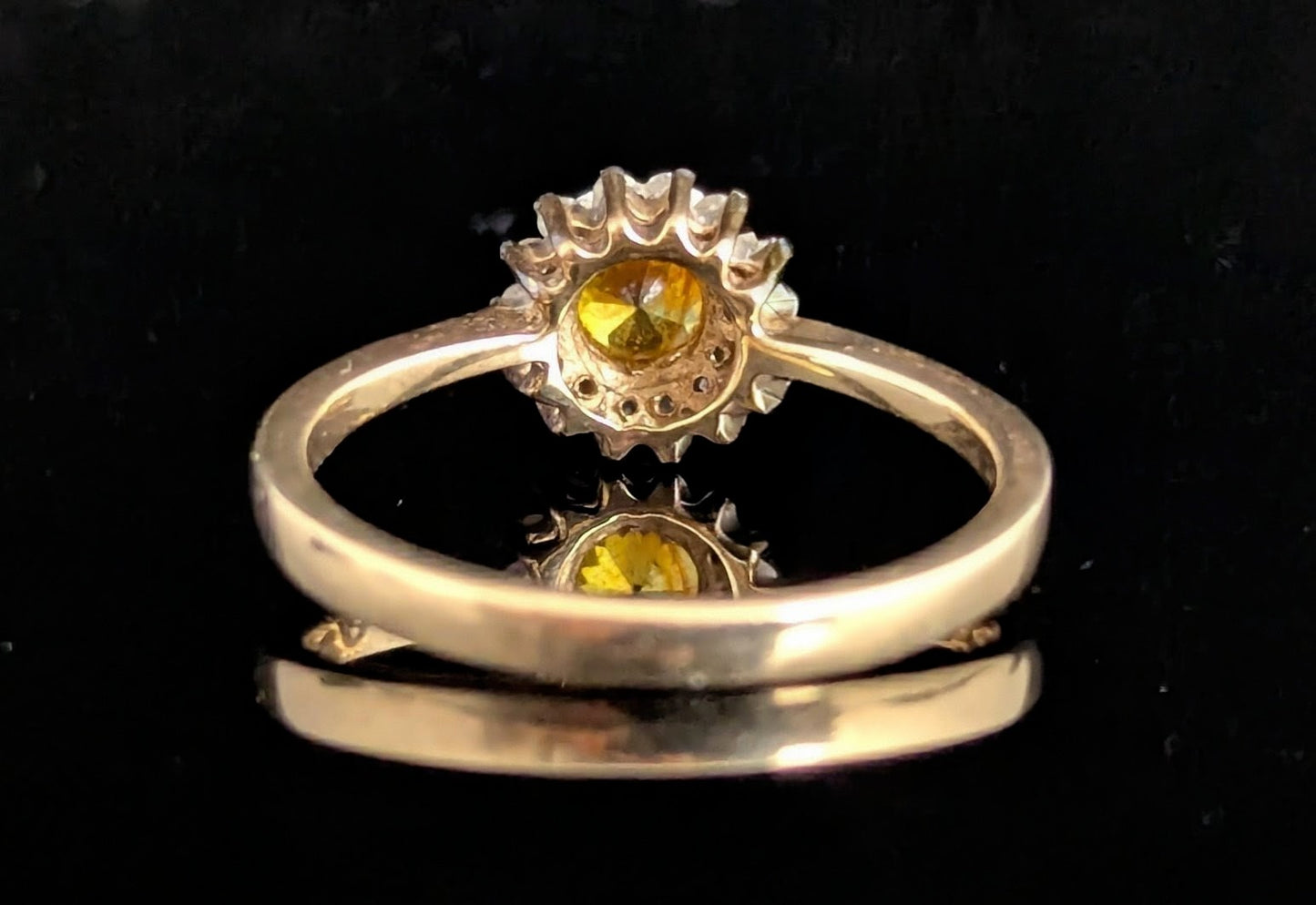 Vintage Yellow and White Zircon cluster ring, 9ct gold