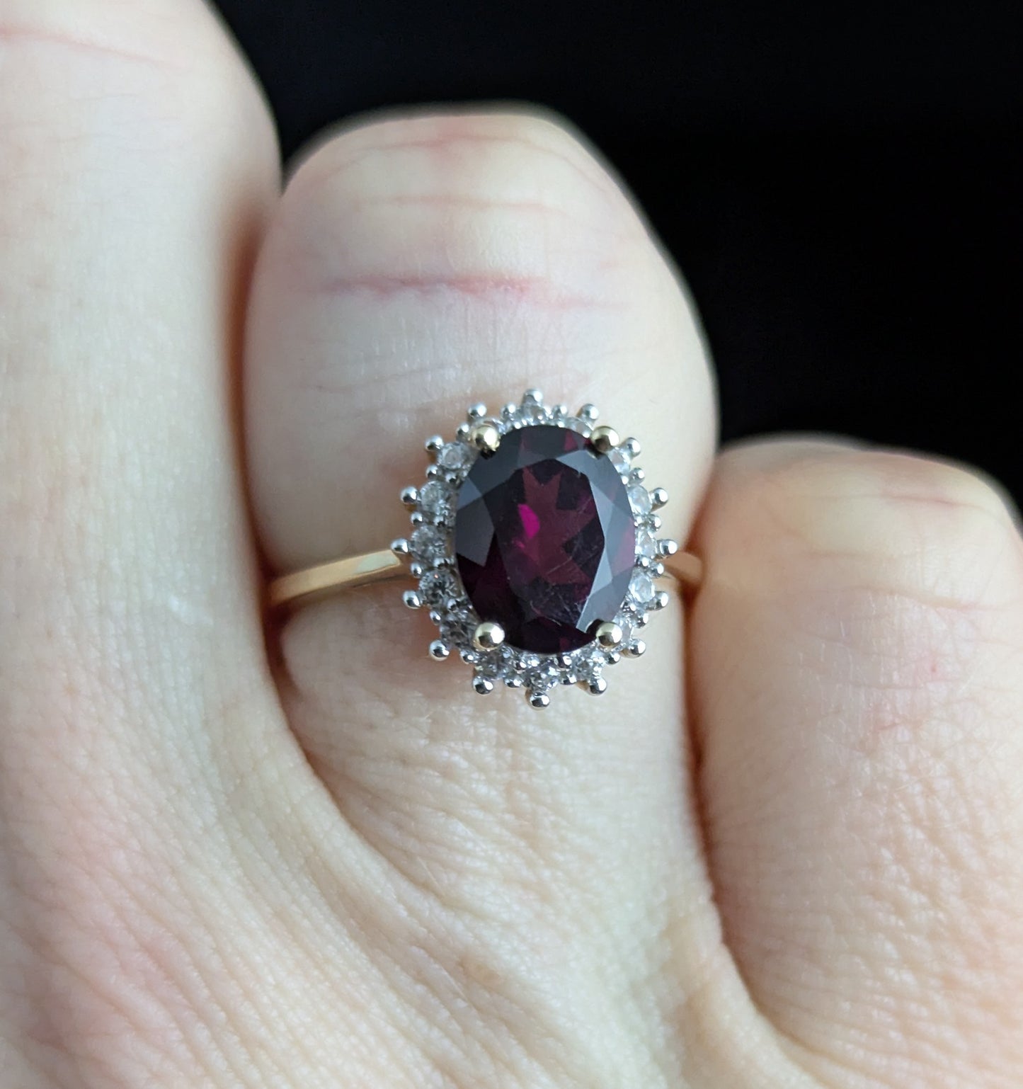 Vintage Garnet and Zircon cluster ring, 9ct gold