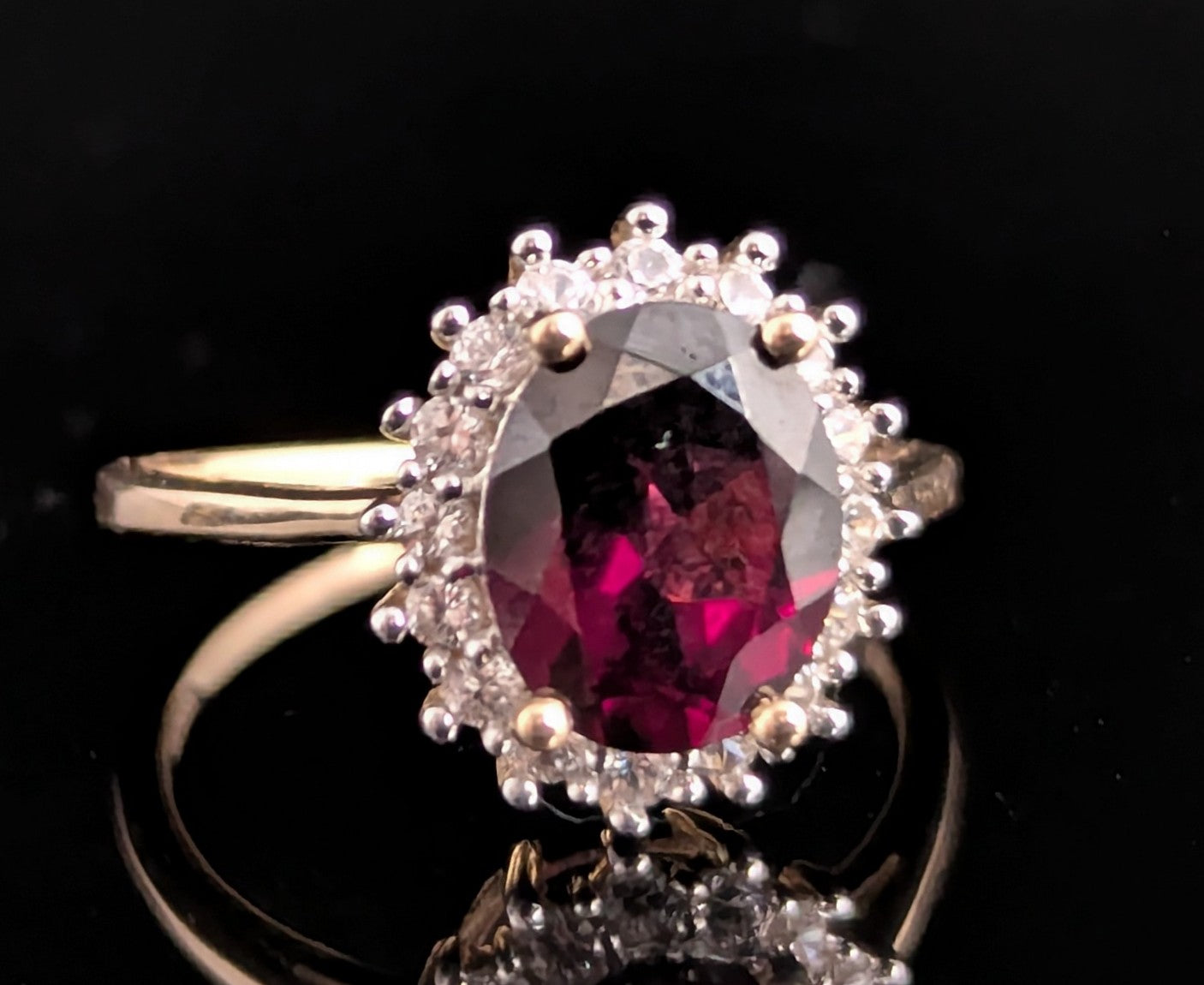 Vintage Garnet and Zircon cluster ring, 9ct gold