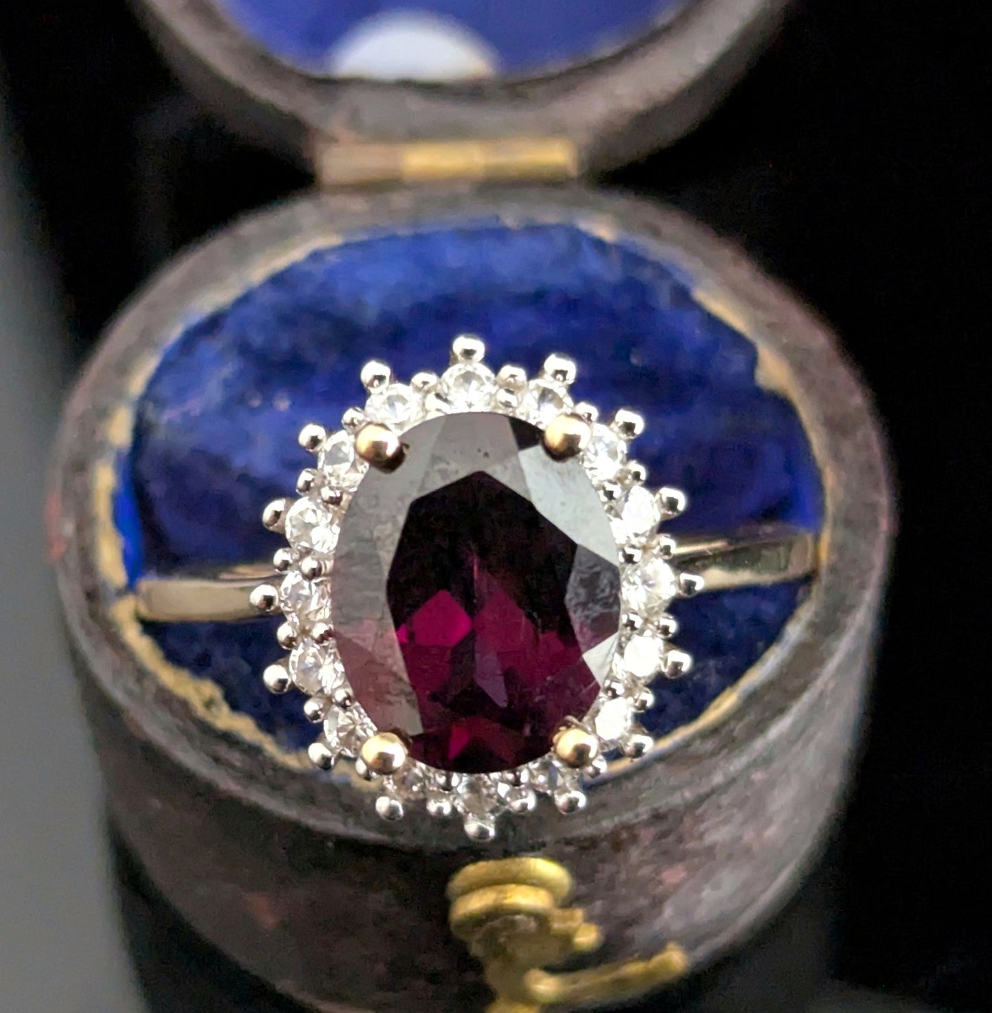 Vintage Garnet and Zircon cluster ring, 9ct gold