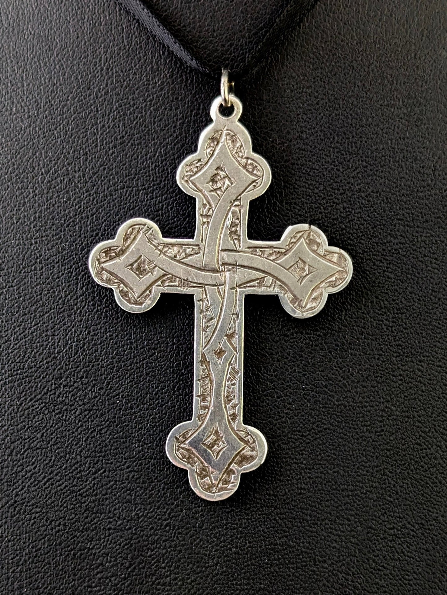 Antique sterling silver cross pendant, Victorian