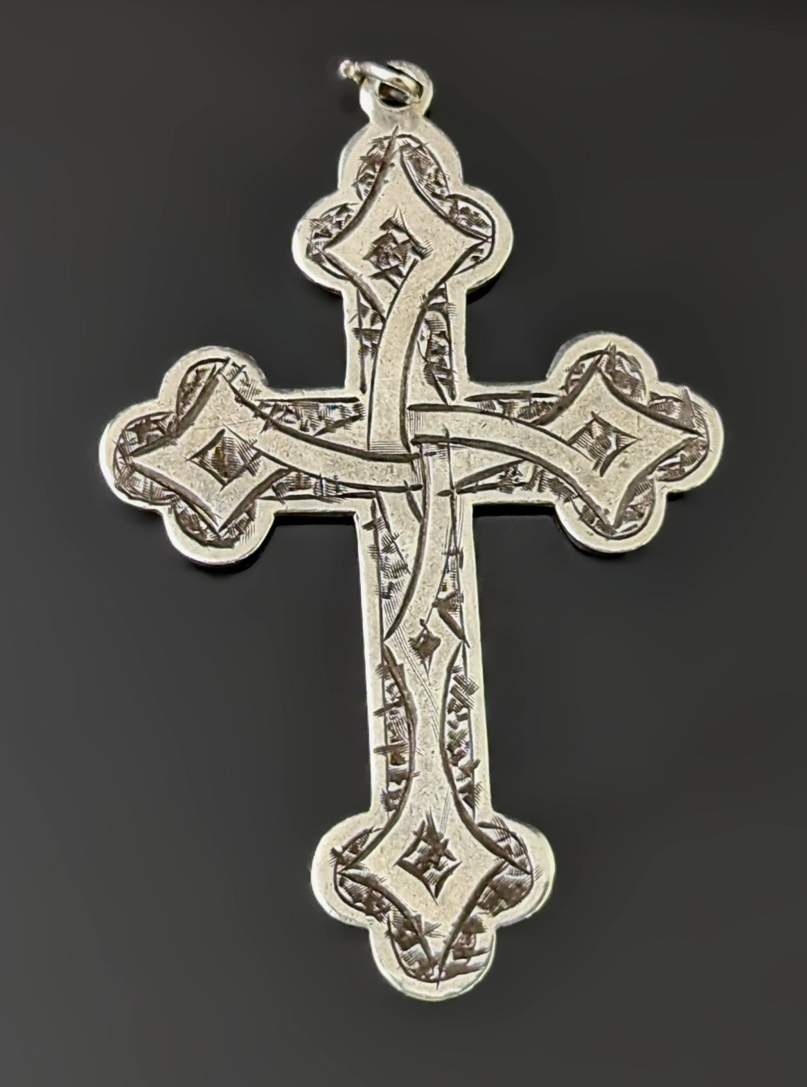 Antique sterling silver cross pendant, Victorian