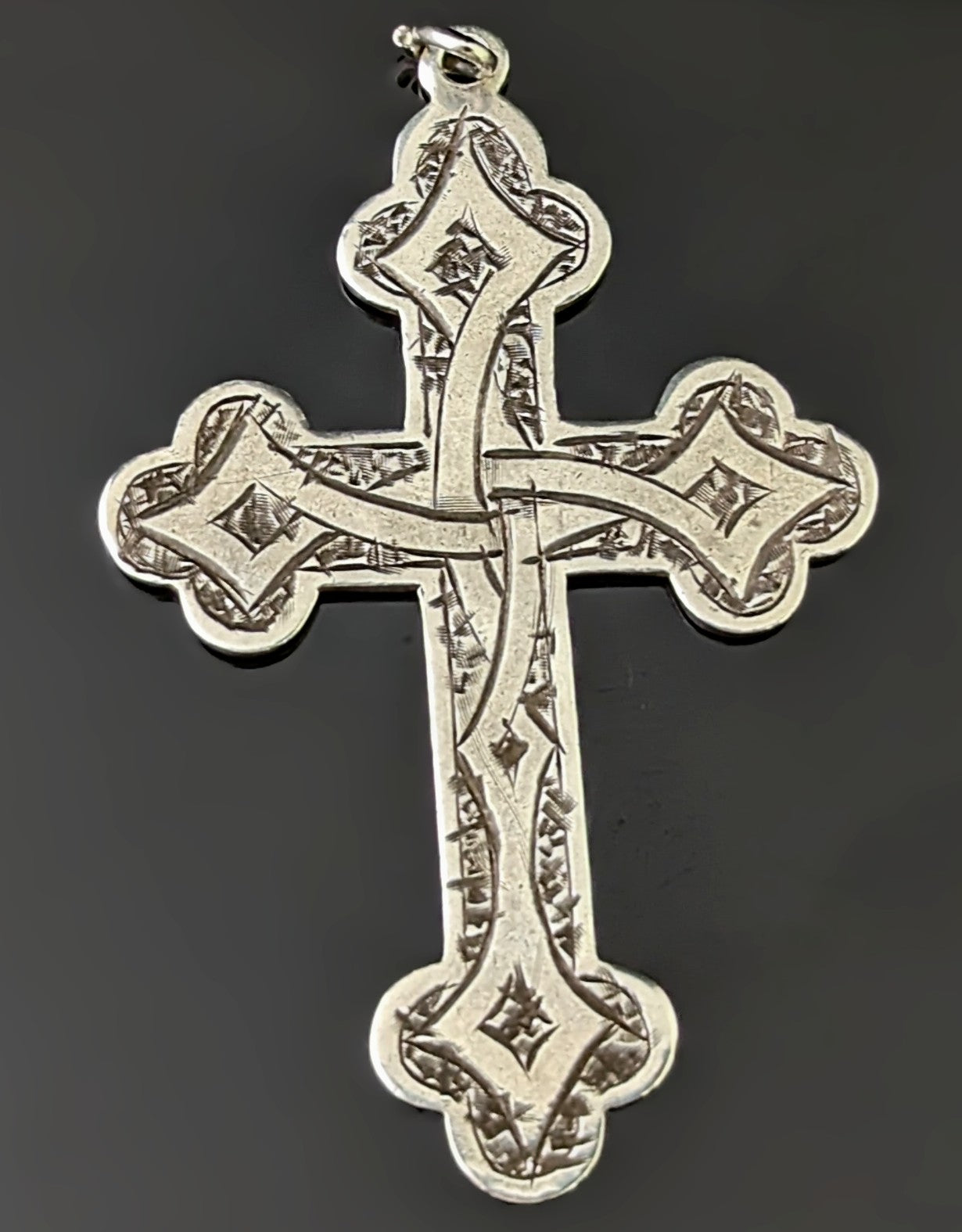 Antique sterling silver cross pendant, Victorian