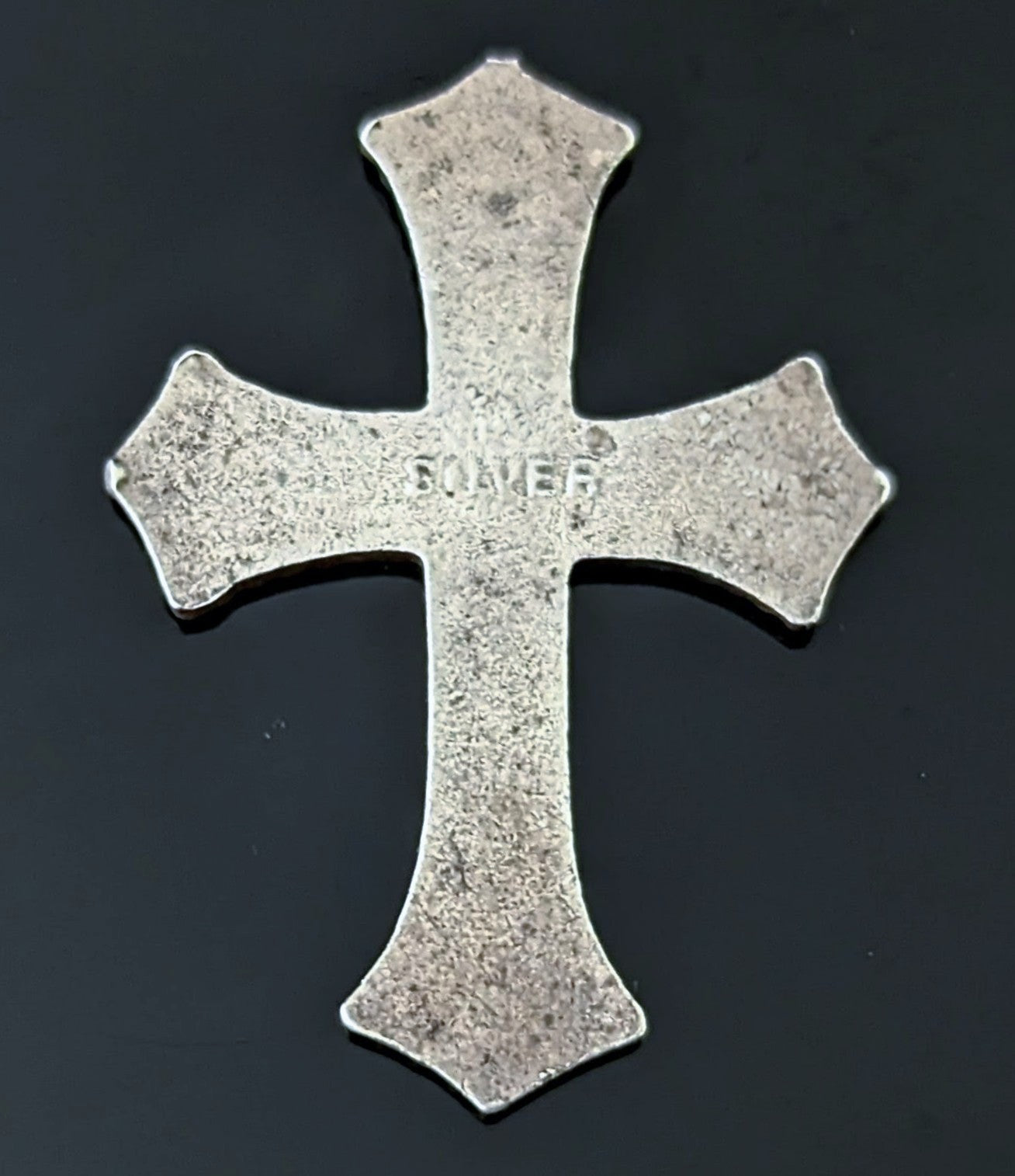 Antique silver and enamel cross charm