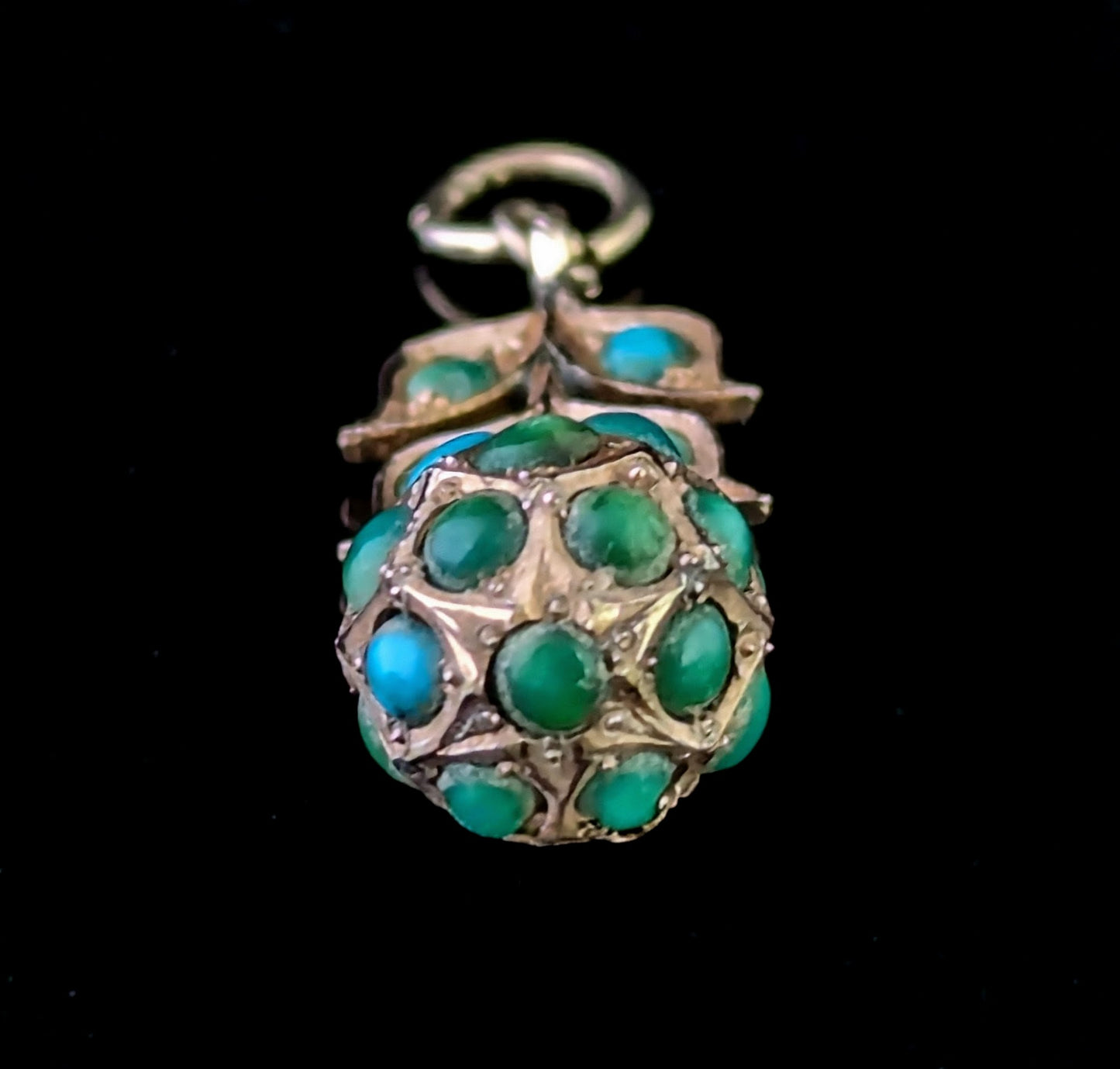 Antique Turquoise drop pendant, 9ct gold