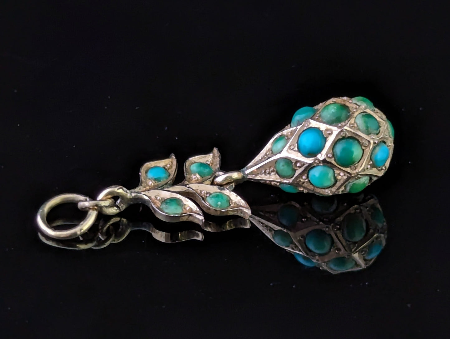 Antique Turquoise drop pendant, 9ct gold