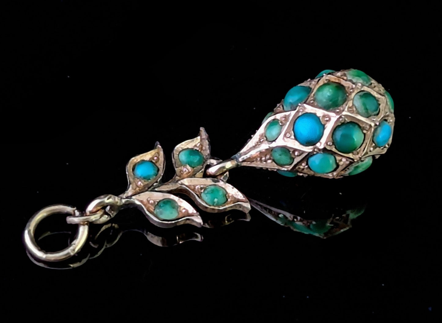 Antique Turquoise drop pendant, 9ct gold