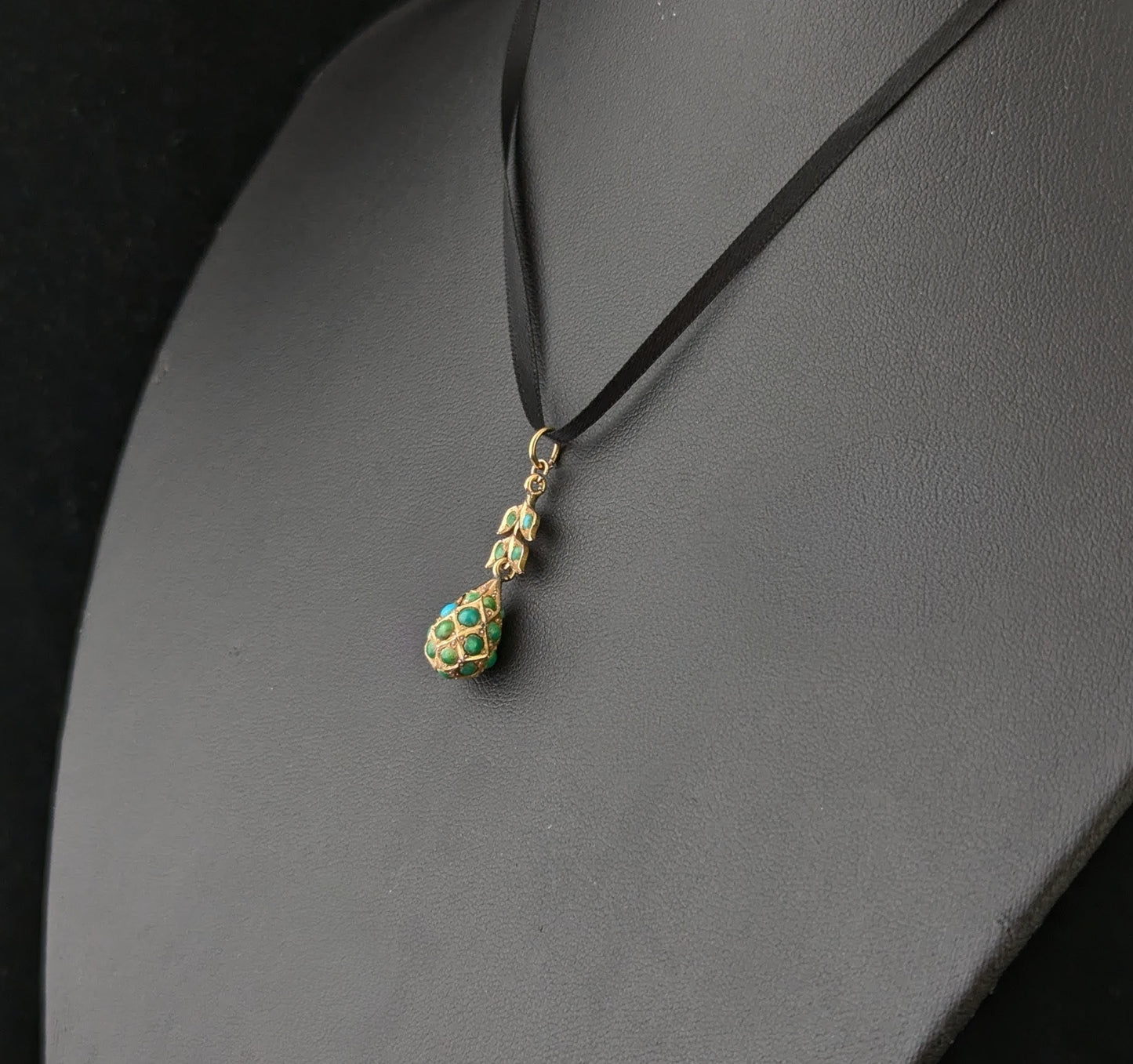 Antique Turquoise drop pendant, 9ct gold