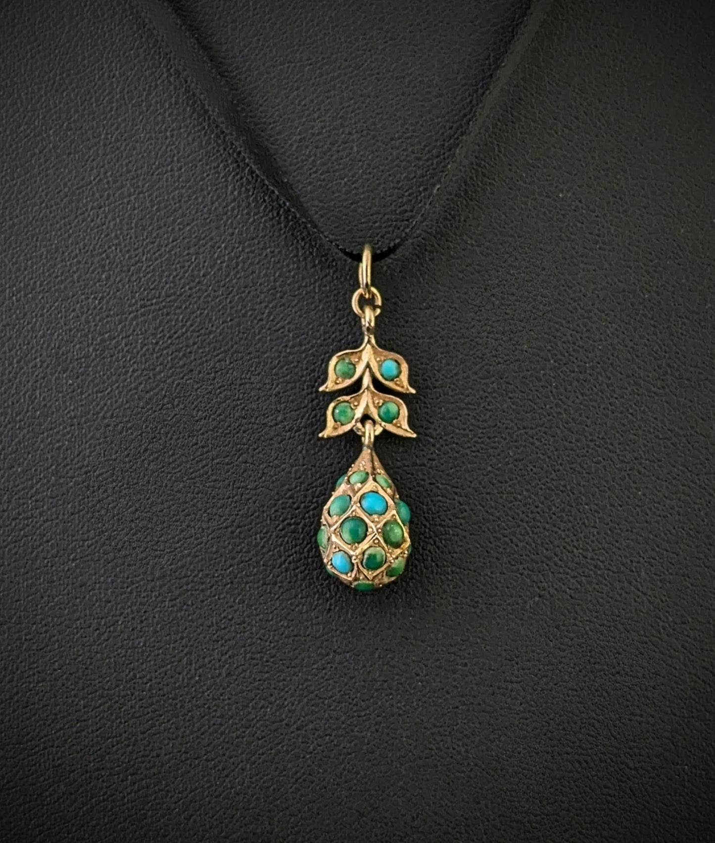 Antique Turquoise drop pendant, 9ct gold