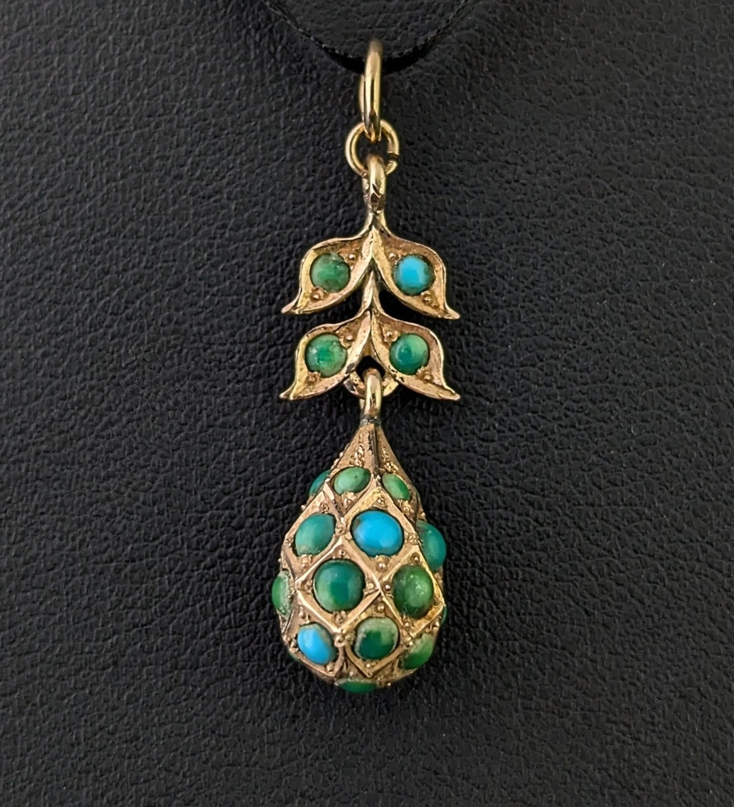 Antique Turquoise drop pendant, 9ct gold