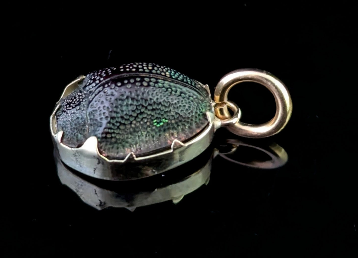 Antique scarab beetle pendant, 9ct gold, Charm