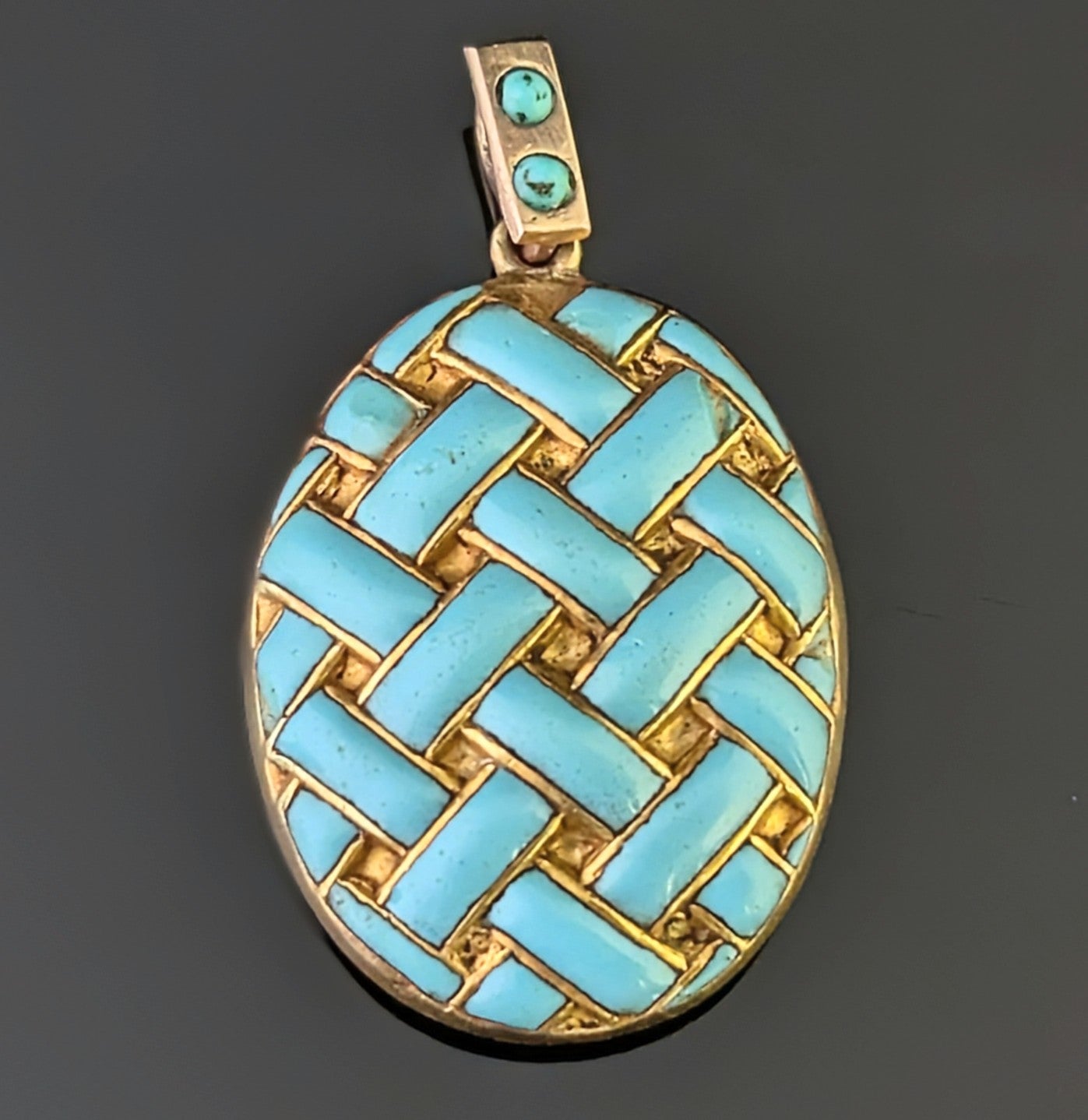 Antique 15ct gold and blue enamel locket, Portrait