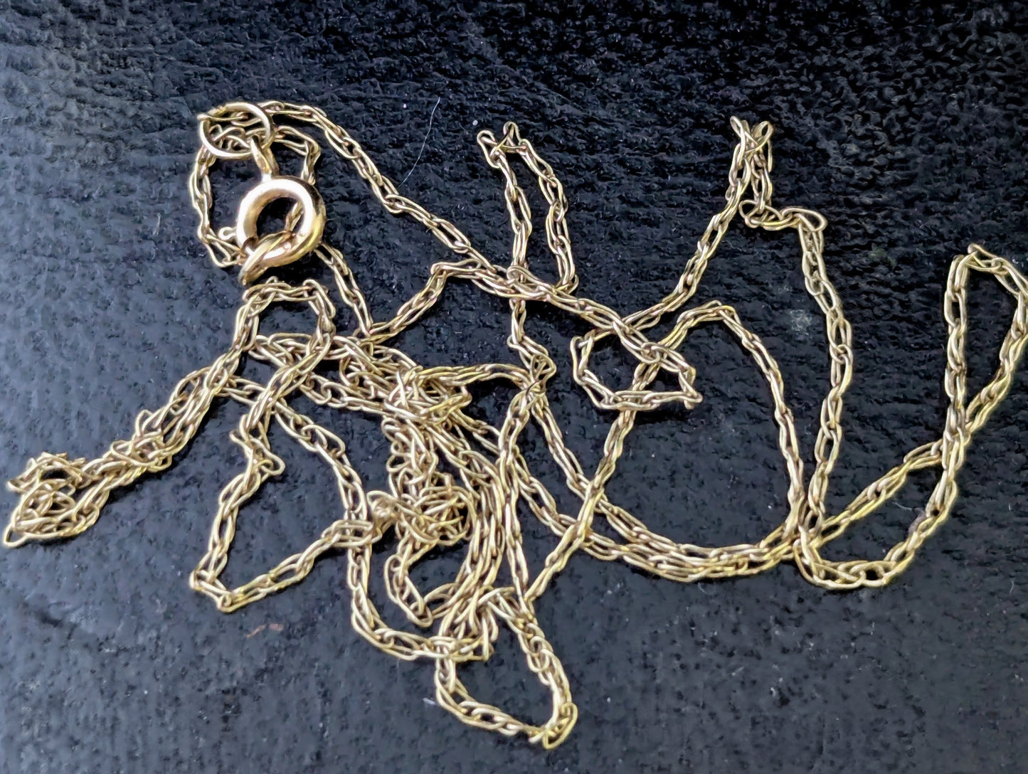 Vintage 9ct gold trace link chain necklace, dainty, fine, Skinny chain