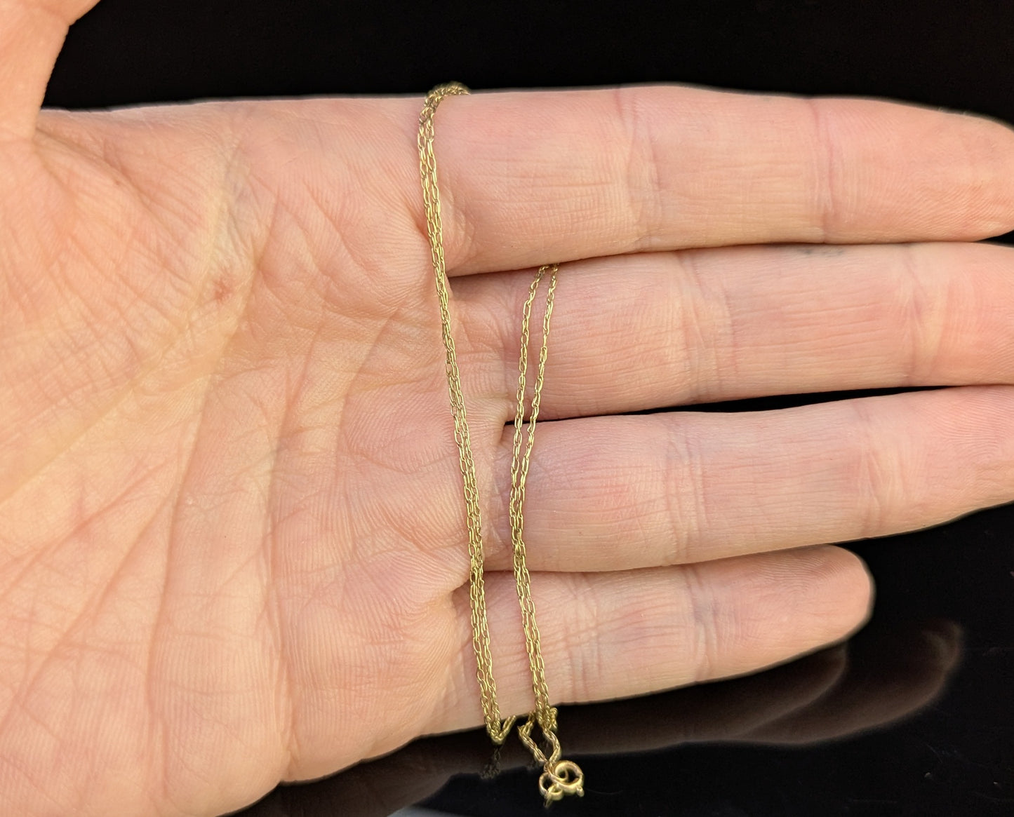 Vintage 9ct gold trace link chain necklace, dainty, fine, Skinny chain