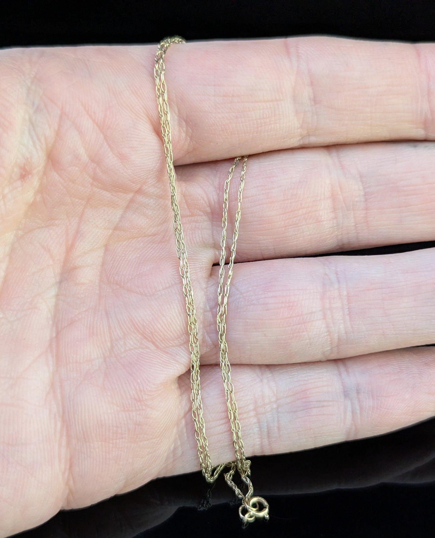 Vintage 9ct gold trace link chain necklace, dainty, fine, Skinny chain