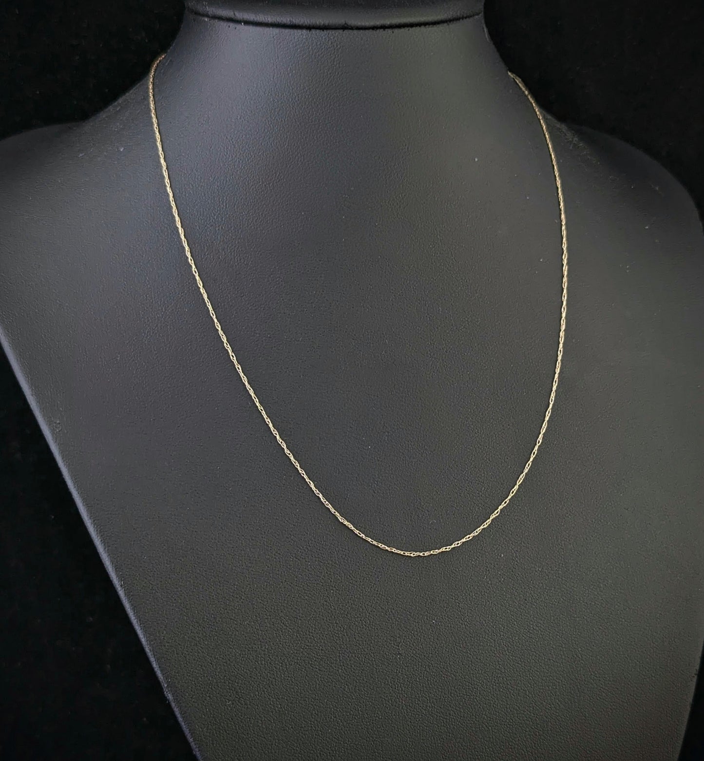 Vintage 9ct gold trace link chain necklace, dainty, fine, Skinny chain