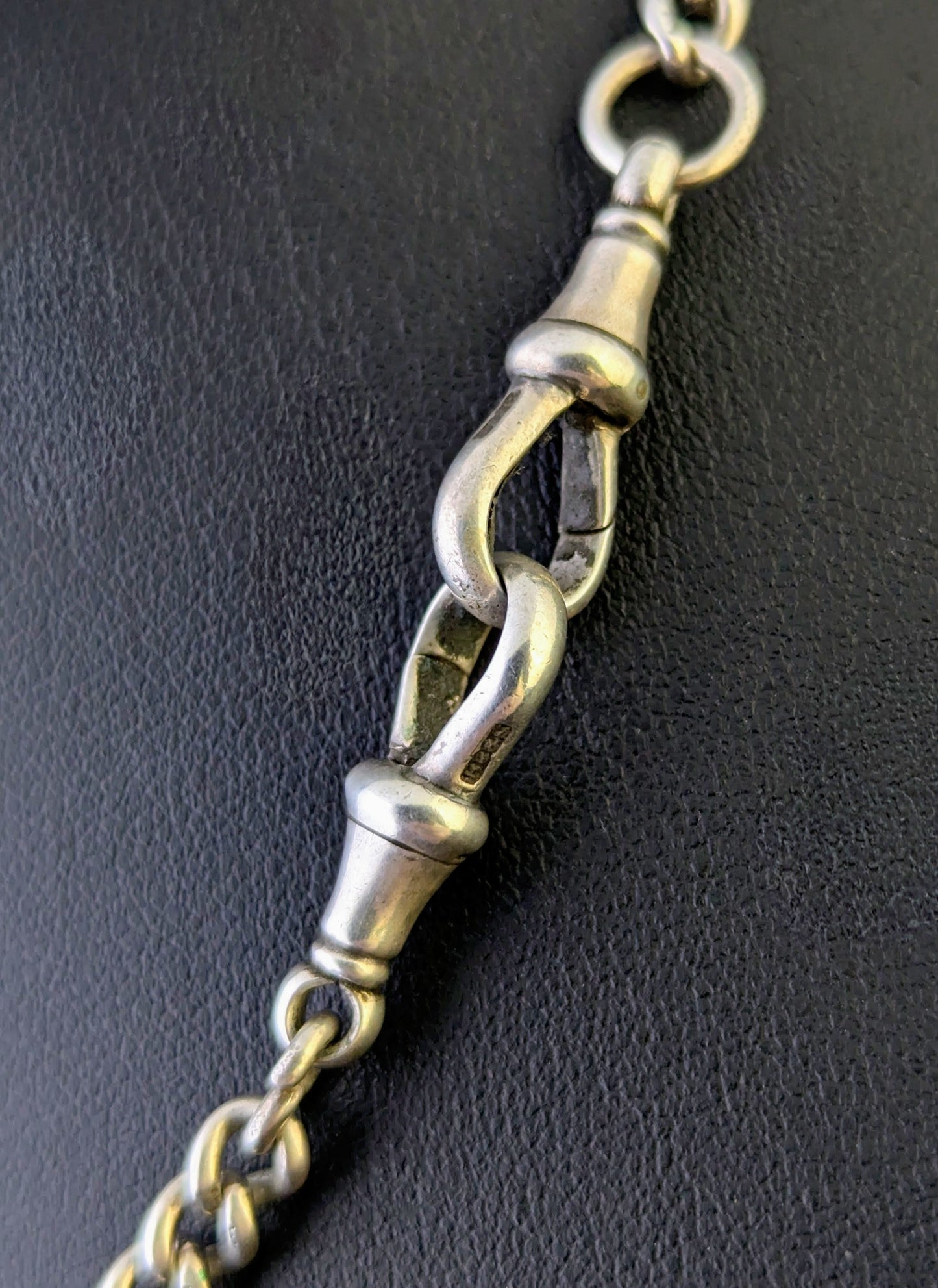 Antique Sterling silver Albert watch chain, necklace, Art Deco