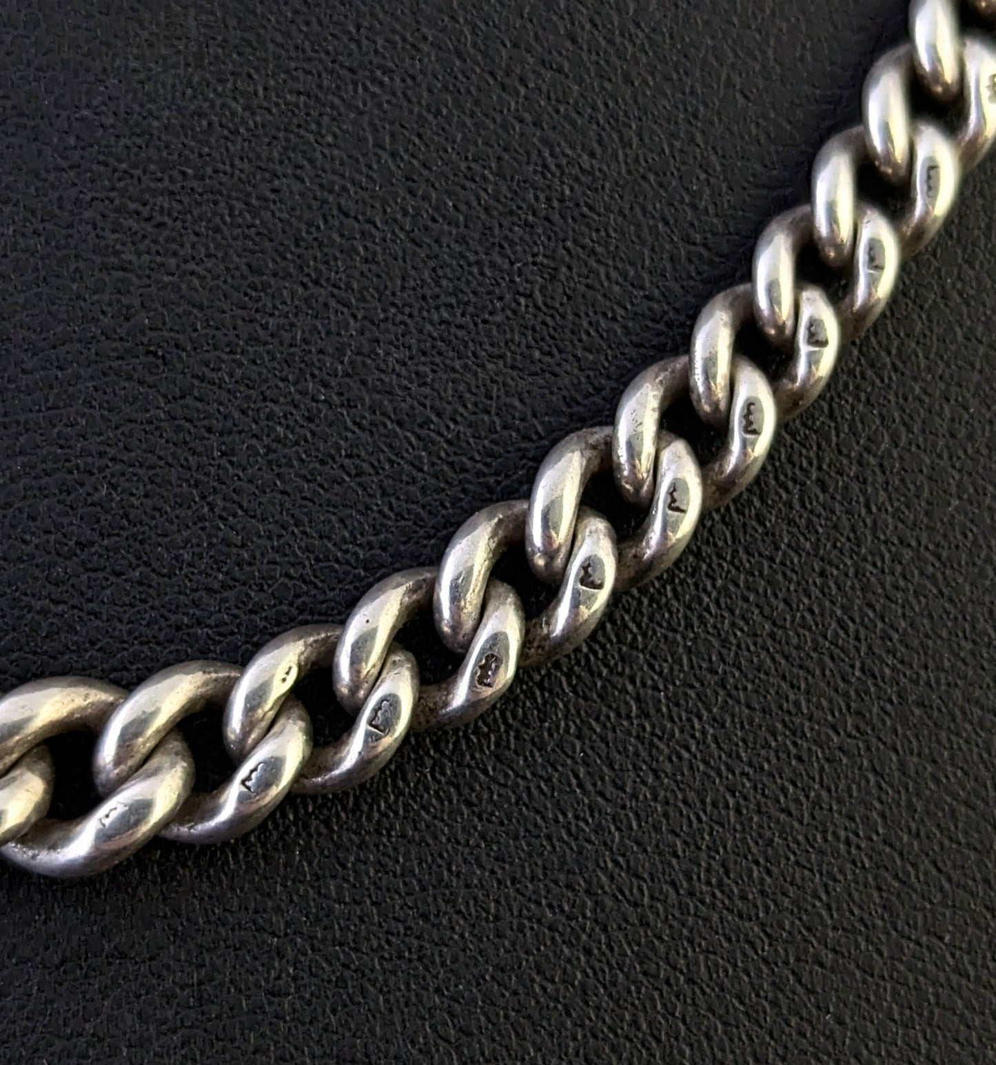 Antique Sterling silver Albert watch chain, necklace, Art Deco