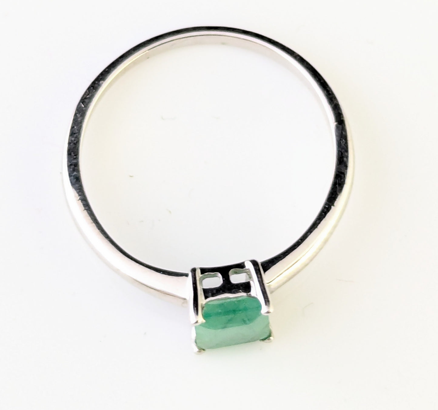 Vintage Emerald solitaire ring, sterling silver