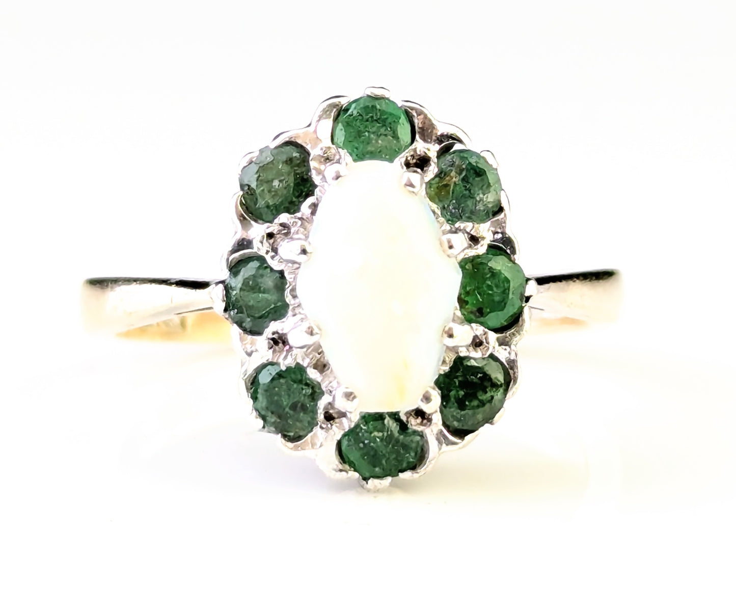 Vintage Emerald and Opal cluster ring, 9ct gold
