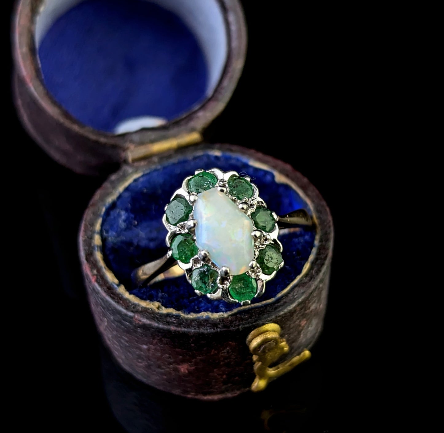 Vintage Emerald and Opal cluster ring, 9ct gold