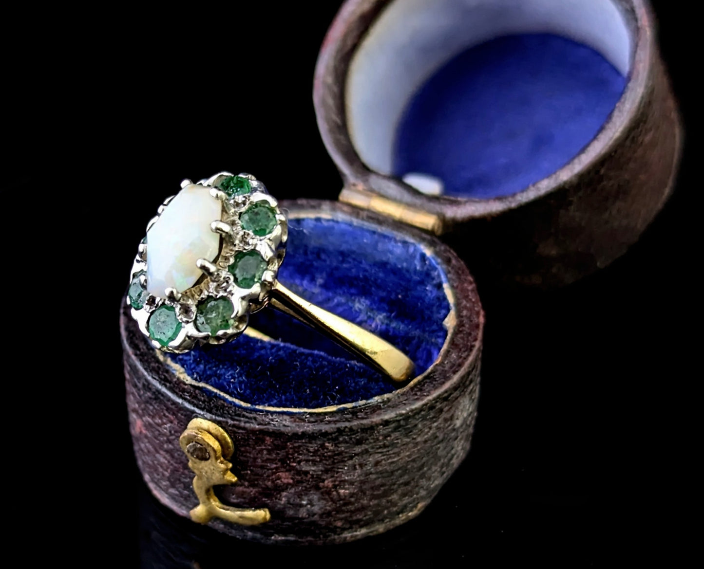Vintage Emerald and Opal cluster ring, 9ct gold