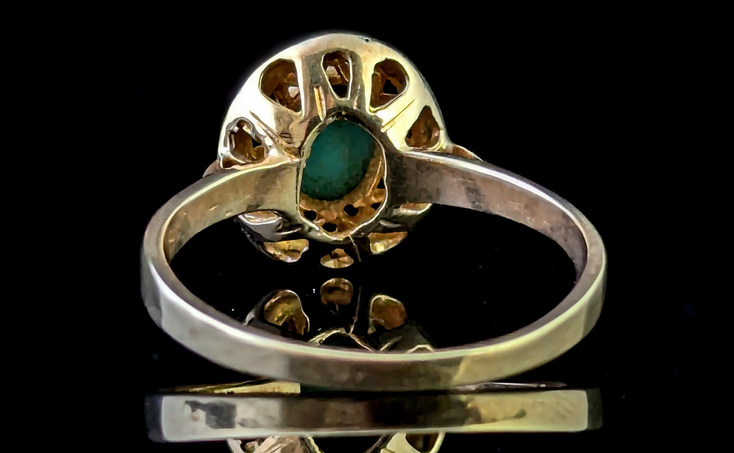 Vintage Turquoise cabochon dress ring, 9ct yellow gold