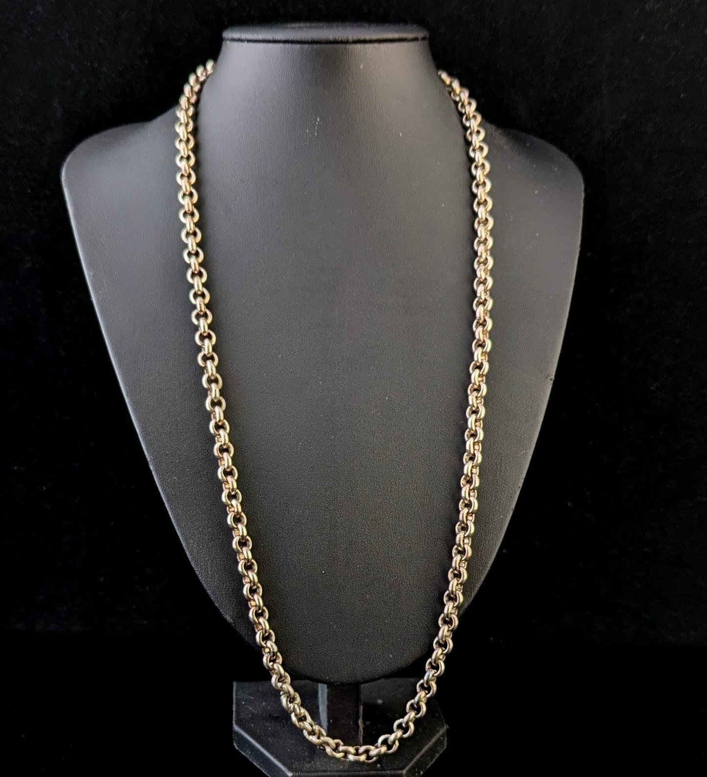 Vintage sterling silver rolo link chain necklace, Heavy