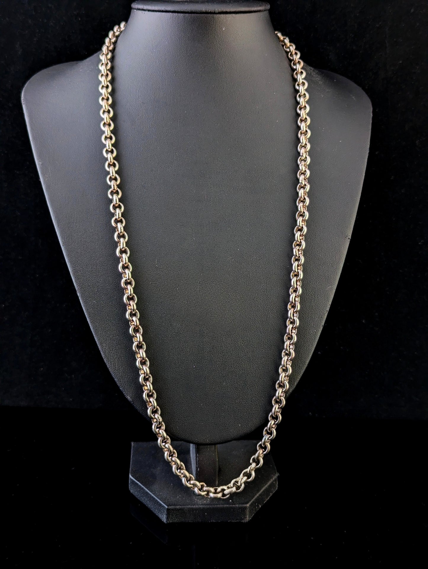 Vintage sterling silver rolo link chain necklace, Heavy