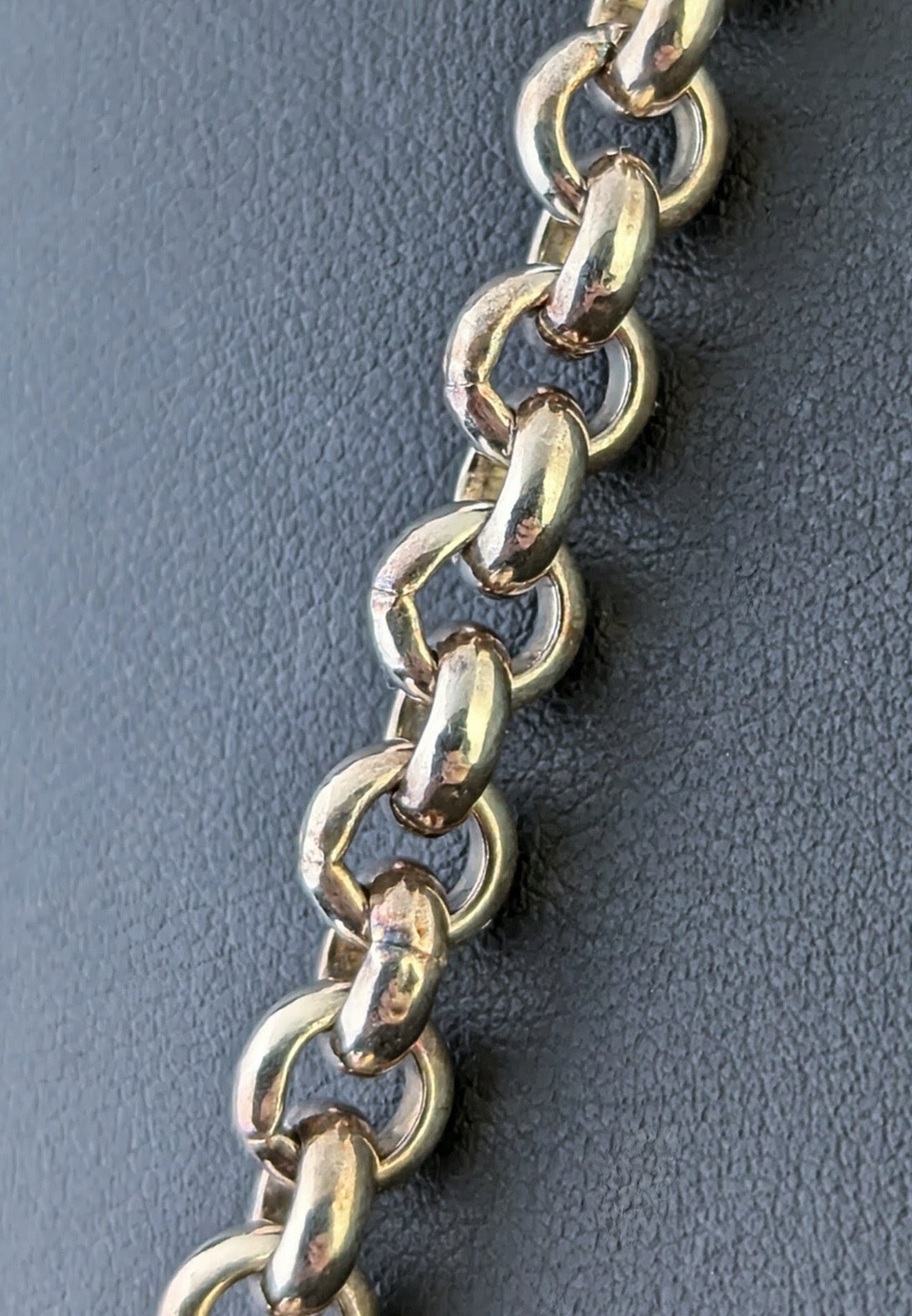Vintage sterling silver rolo link chain necklace, Heavy