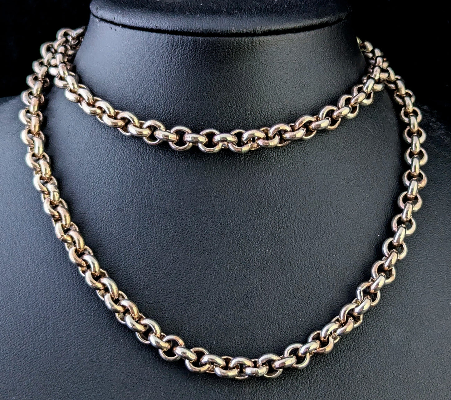 Vintage sterling silver rolo link chain necklace, Heavy