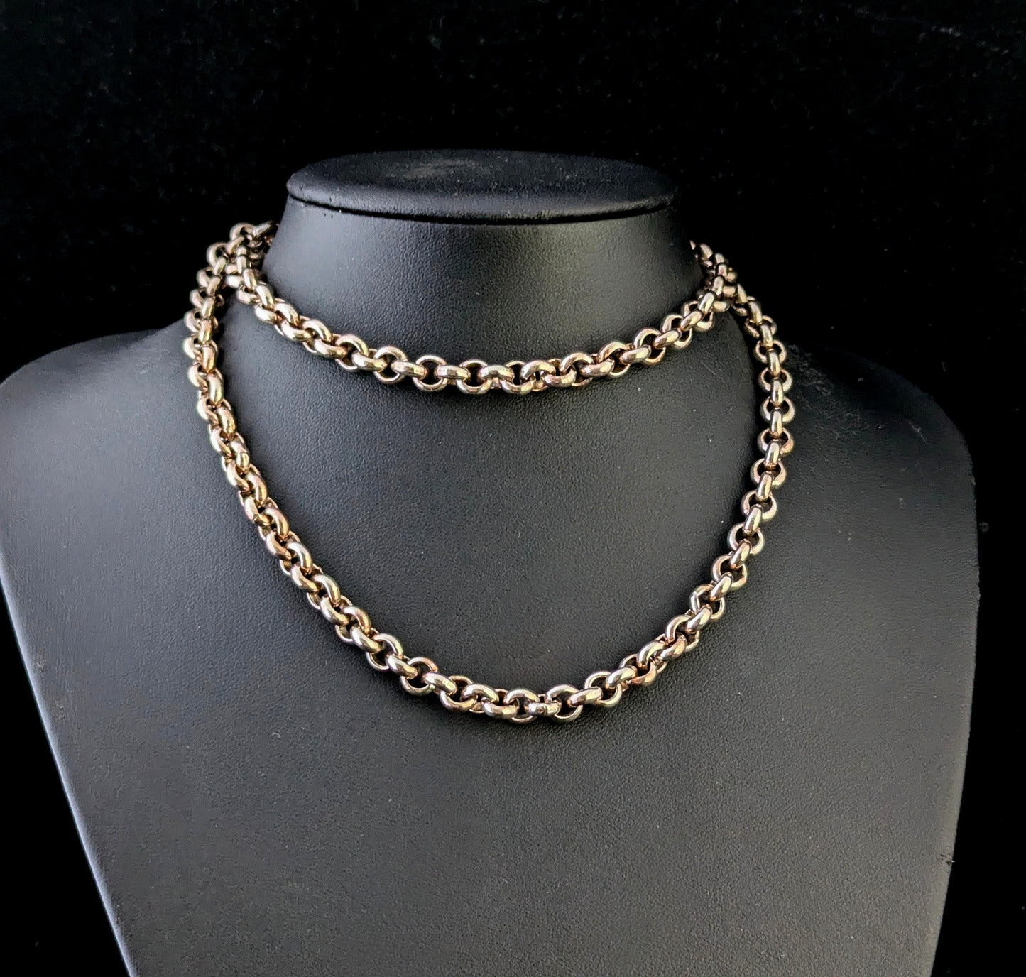 Vintage sterling silver rolo link chain necklace, Heavy