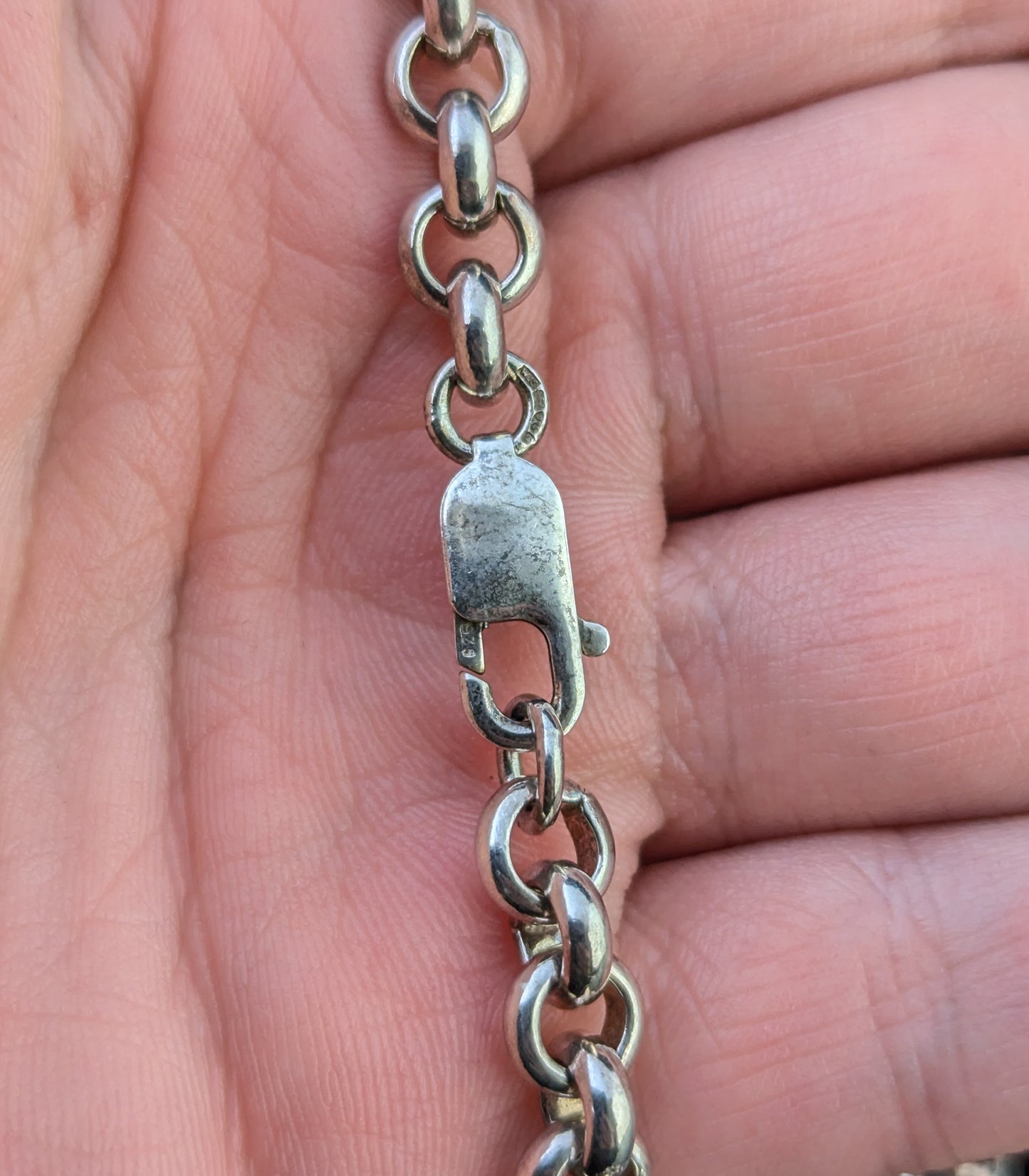 Vintage sterling silver rolo link chain necklace, Heavy