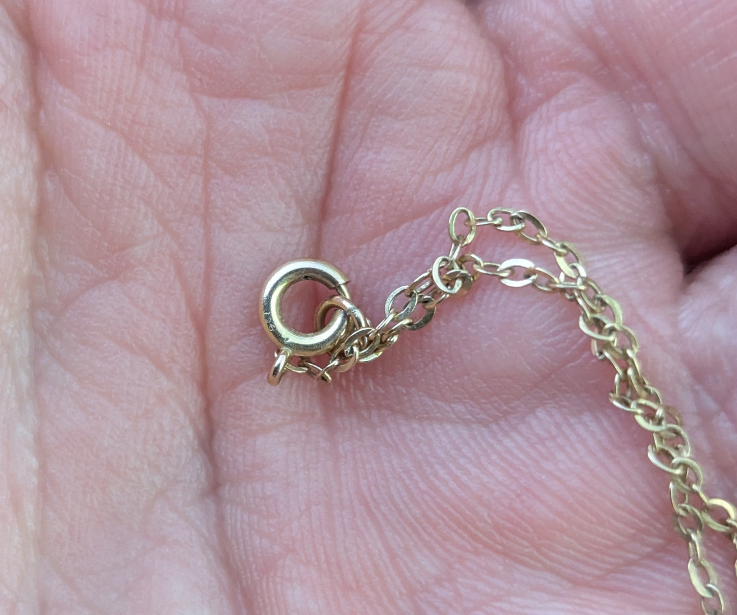 Antique Moonstone trefoil pendant, trace chain necklace, 9ct gold