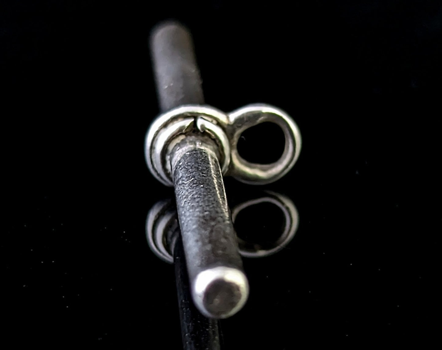 Antique Sterling silver T bar pendant, large