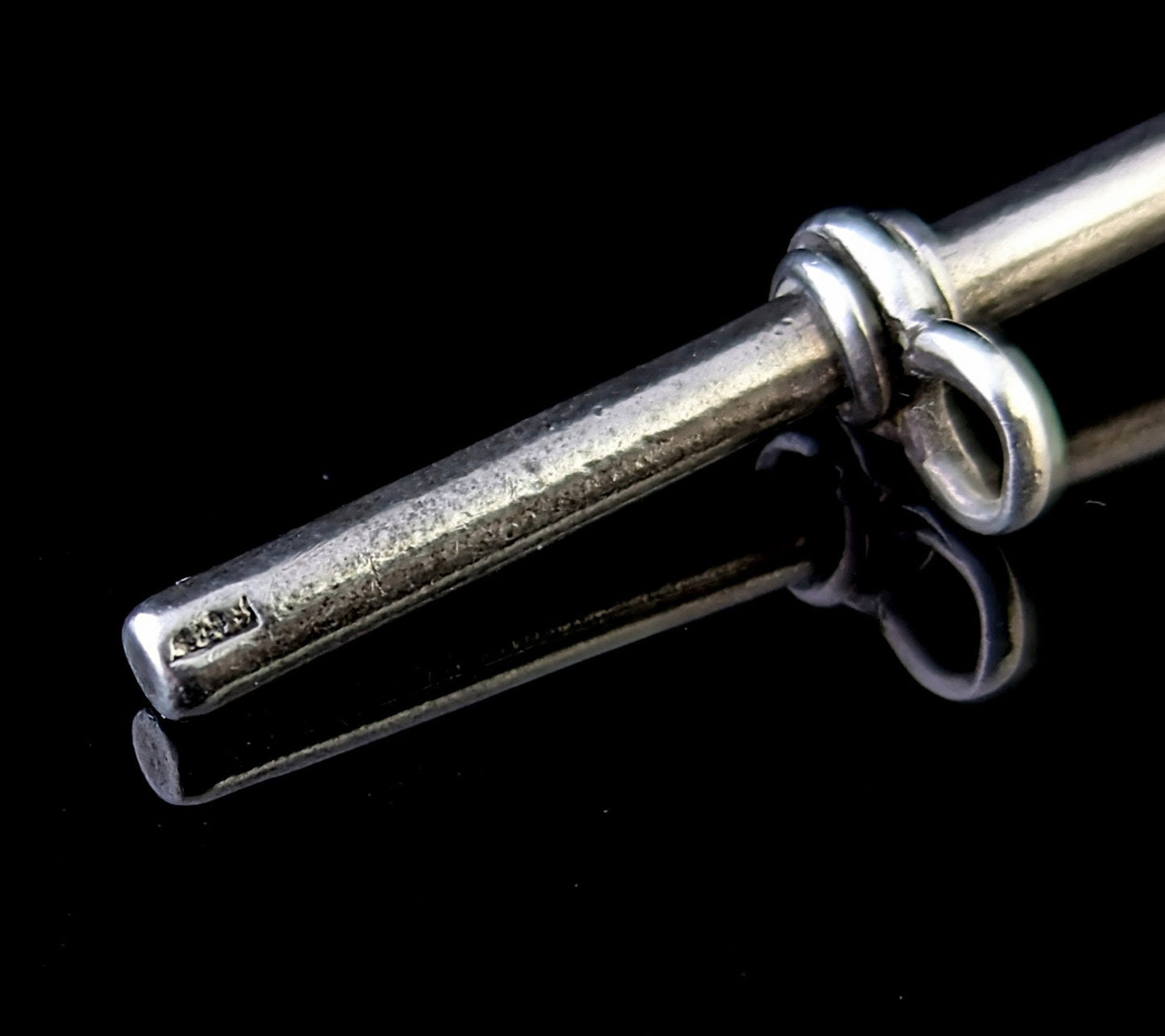 Antique Sterling silver T bar pendant, large