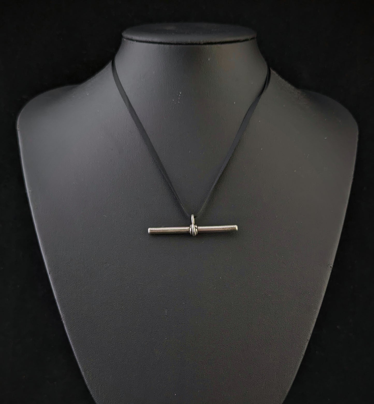 Antique Sterling silver T bar pendant, large