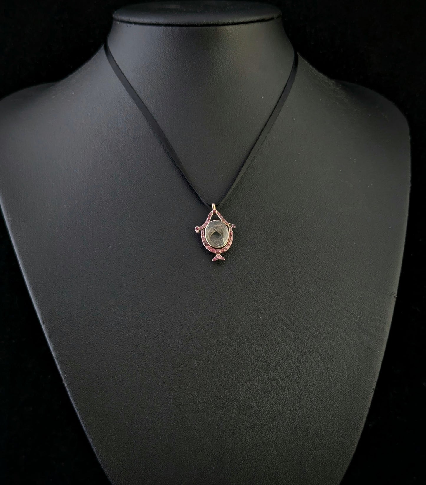 Antique Georgian Garnet mourning urn pendant, Locket