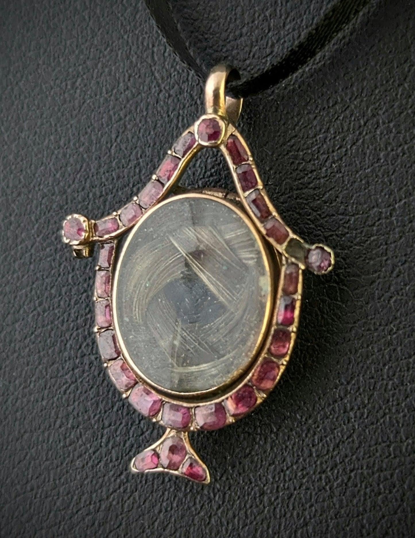 Antique Georgian Garnet mourning urn pendant, Locket