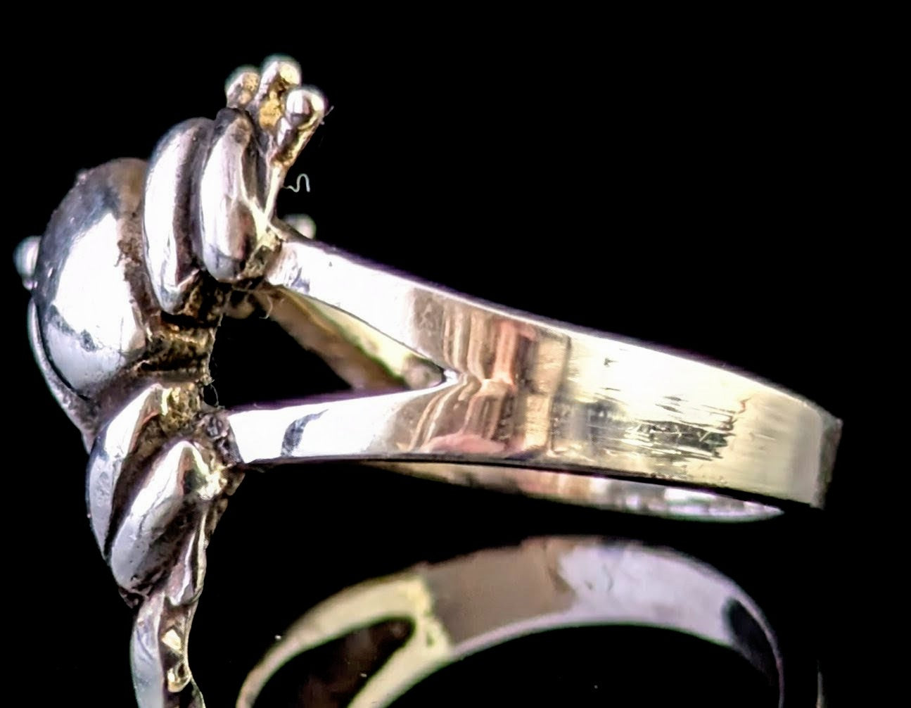 Vintage sterling silver frog ring, Statement