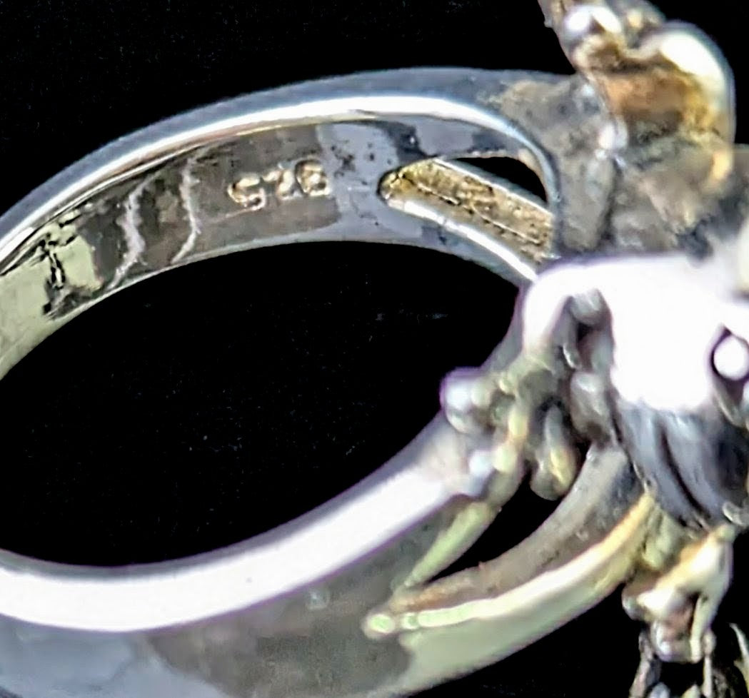 Vintage sterling silver frog ring, Statement