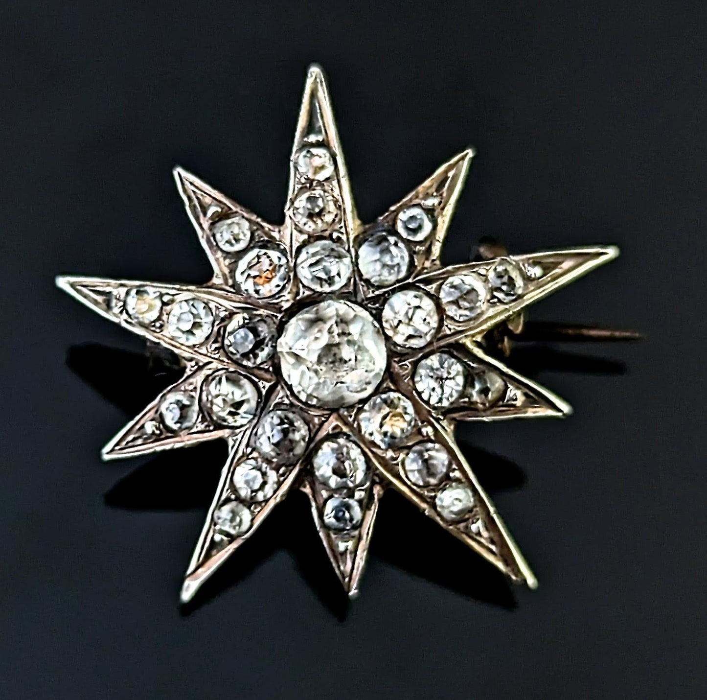Antique North Star brooch, Sterling silver and Paste