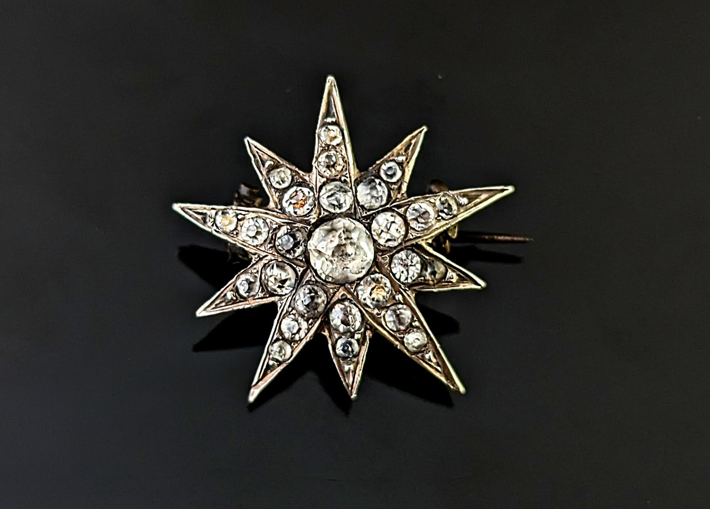 Antique North Star brooch, Sterling silver and Paste