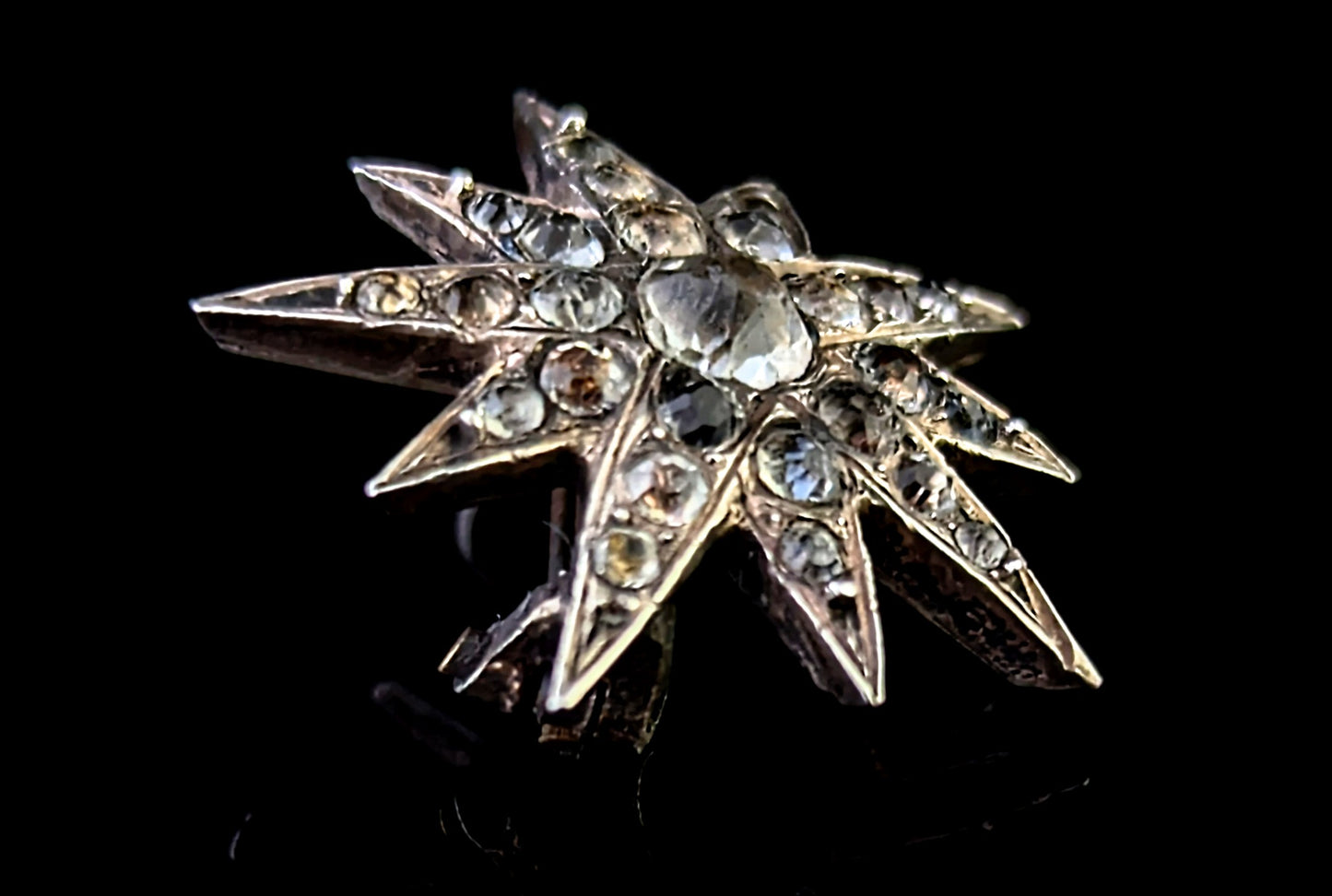 Antique North Star brooch, Sterling silver and Paste