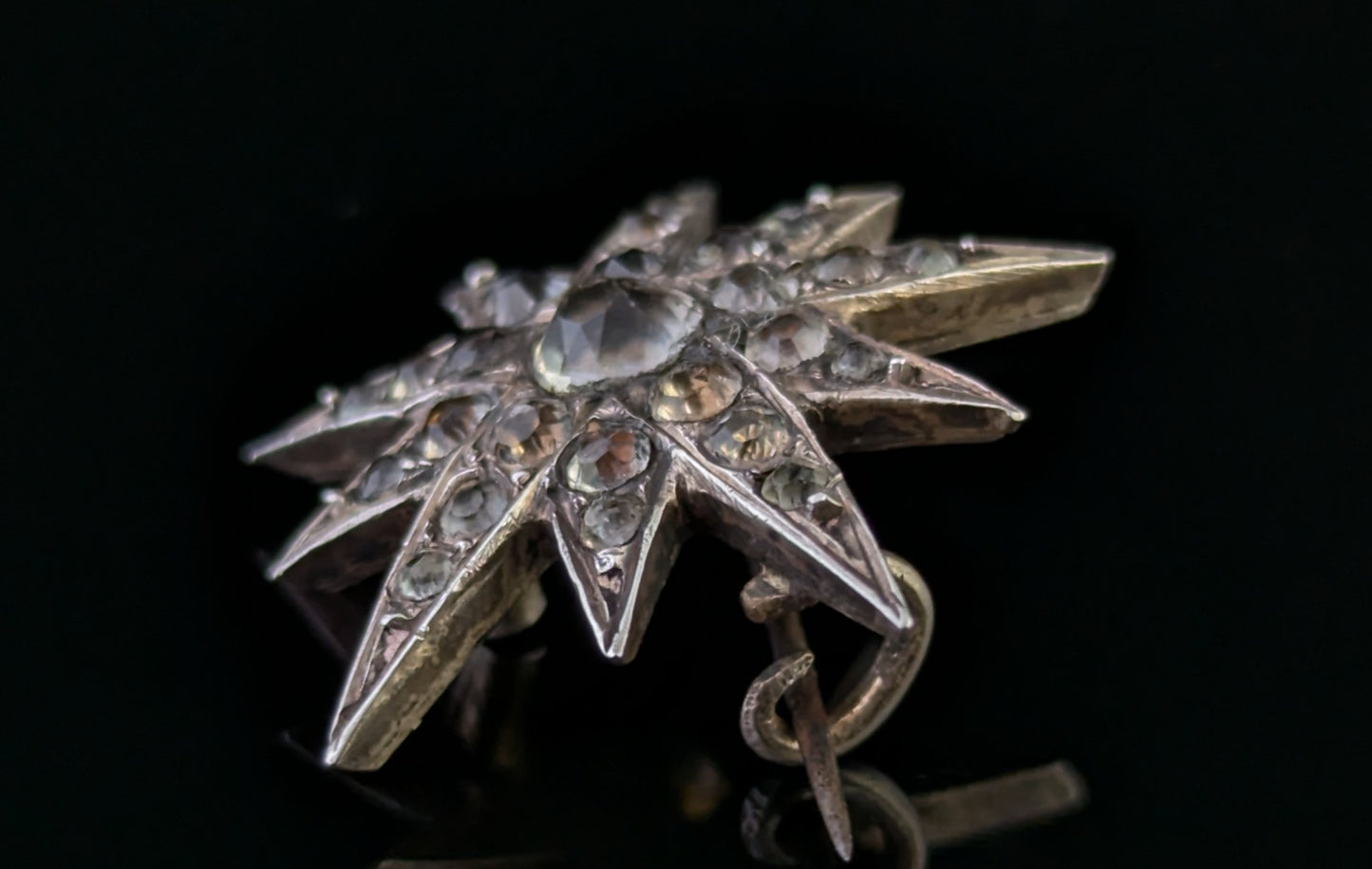 Antique North Star brooch, Sterling silver and Paste