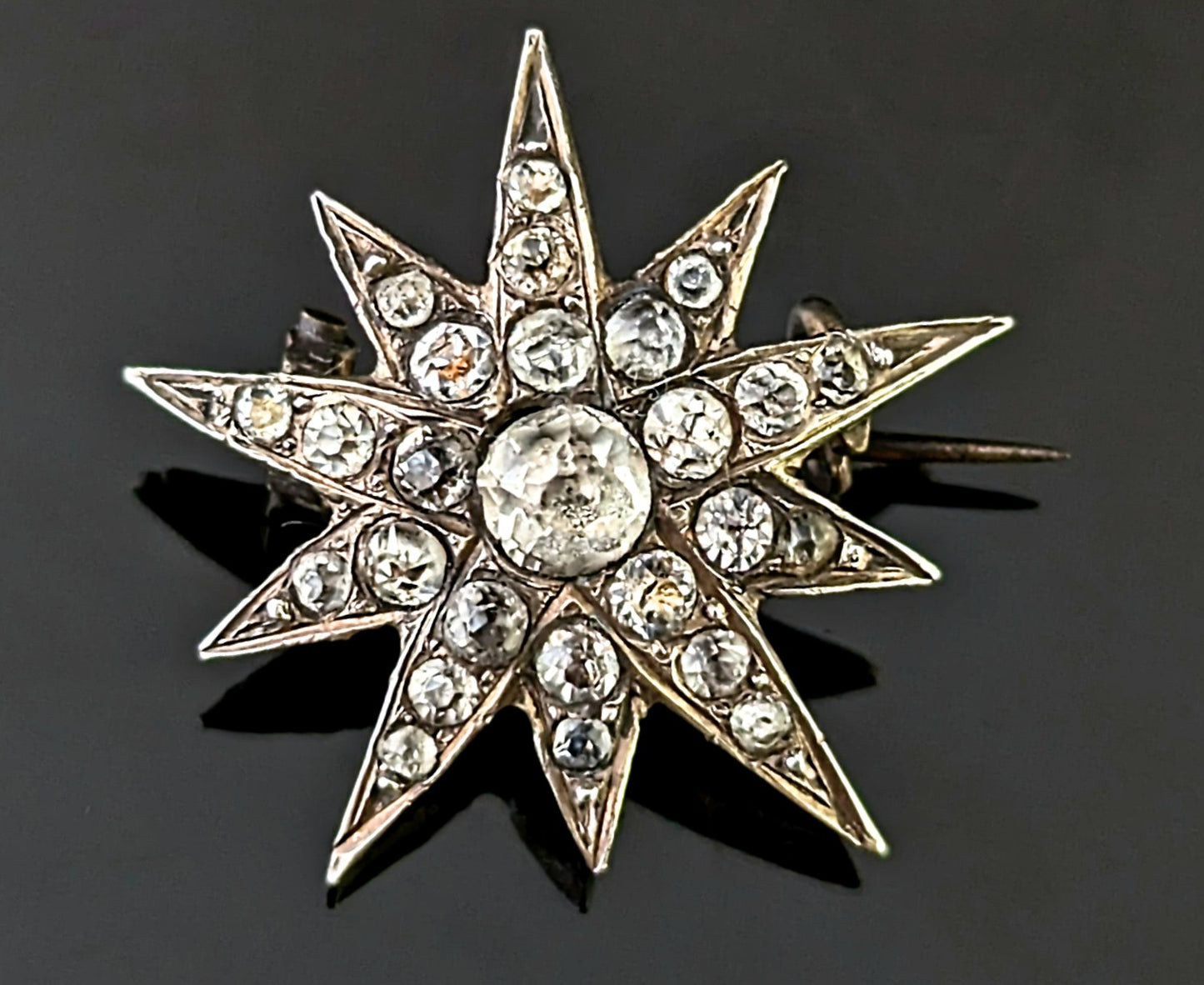 Antique North Star brooch, Sterling silver and Paste