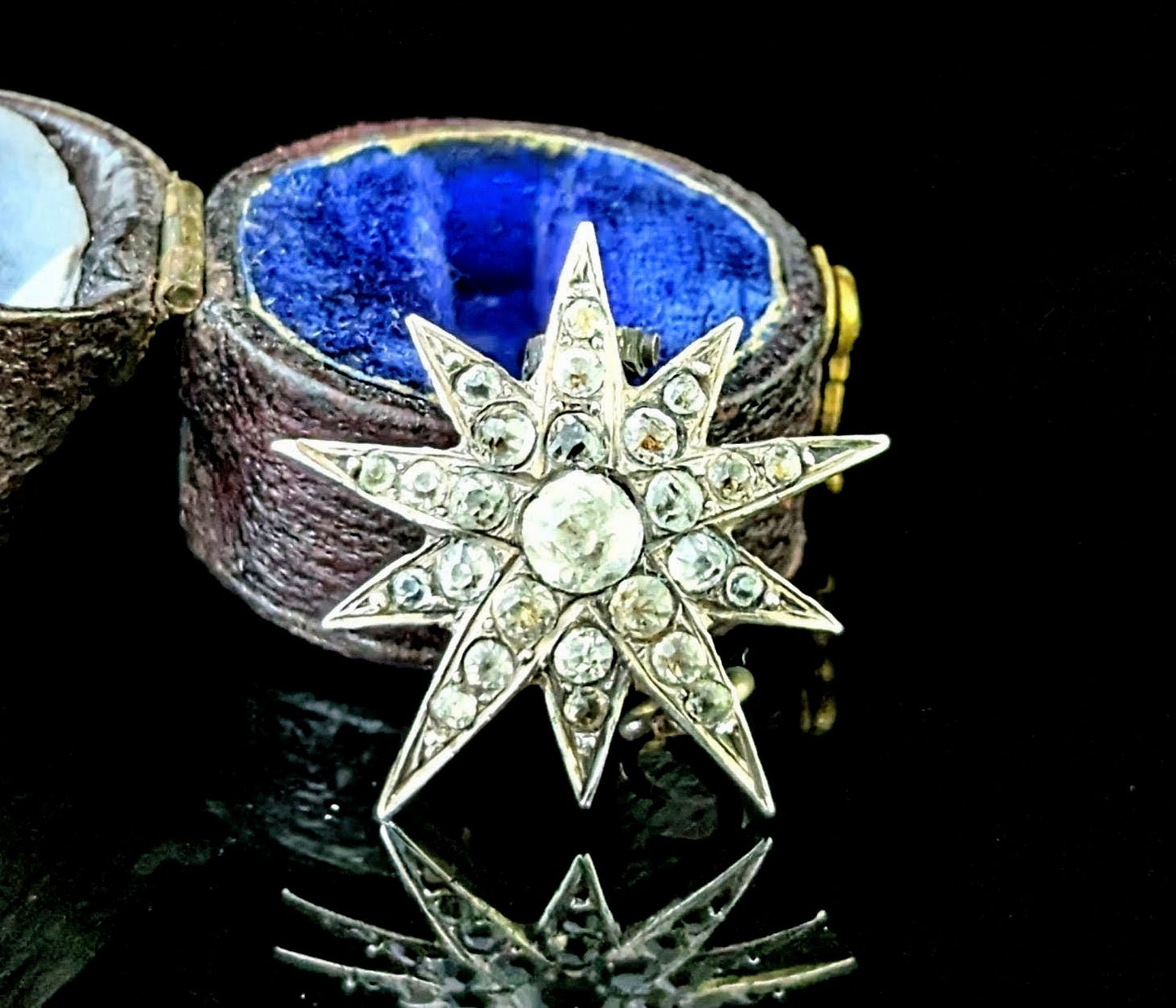 Antique North Star brooch, Sterling silver and Paste