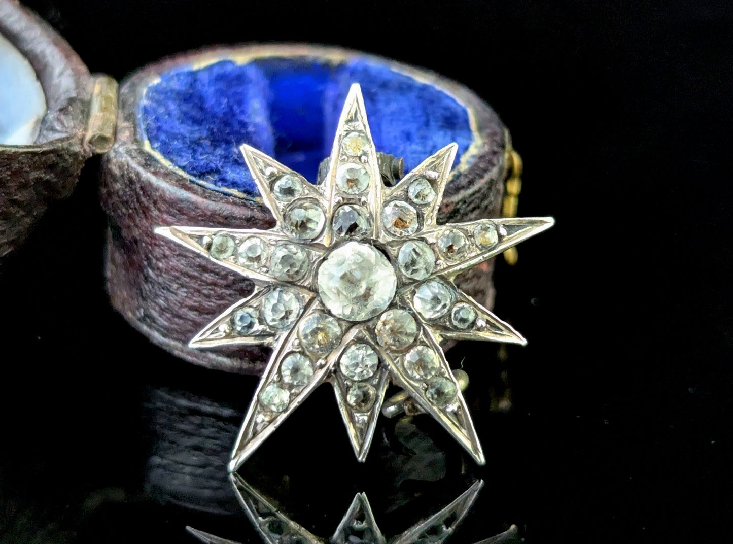 Antique North Star brooch, Sterling silver and Paste