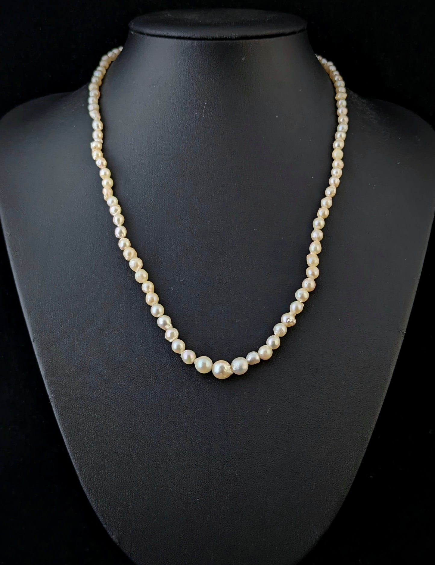 Vintage Cultured Pearl necklace, 9ct gold clasp, baroque shape