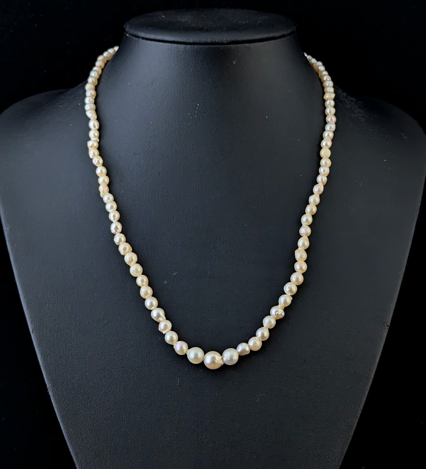 Vintage Cultured Pearl necklace, 9ct gold clasp, baroque shape
